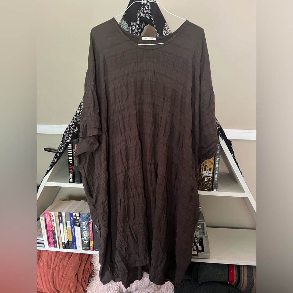 COPY - Black crane black shirt dress.
